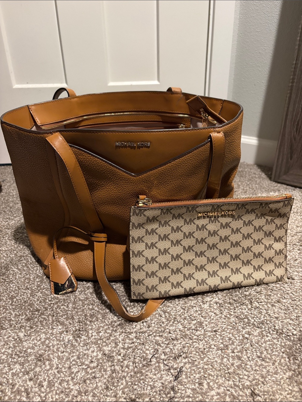 Michael Kors Cognac Pebbled Leather Tote